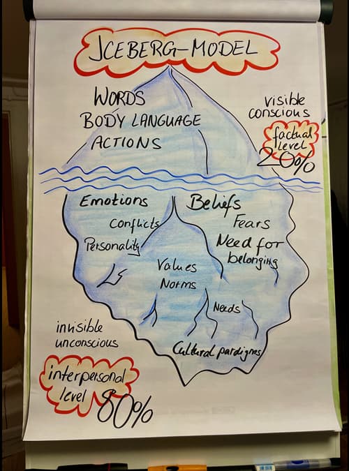 The iceberg model is used in executive coaching