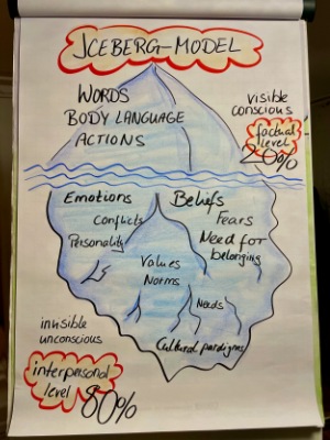 The iceberg model is used in executive coaching